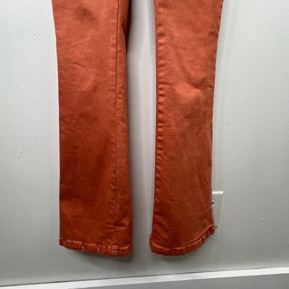 Nasty Gal Flare Jumpsuit Zip Front Denim Coral 2 Short Sleeve Pockets NWT - Picture 3 of 8